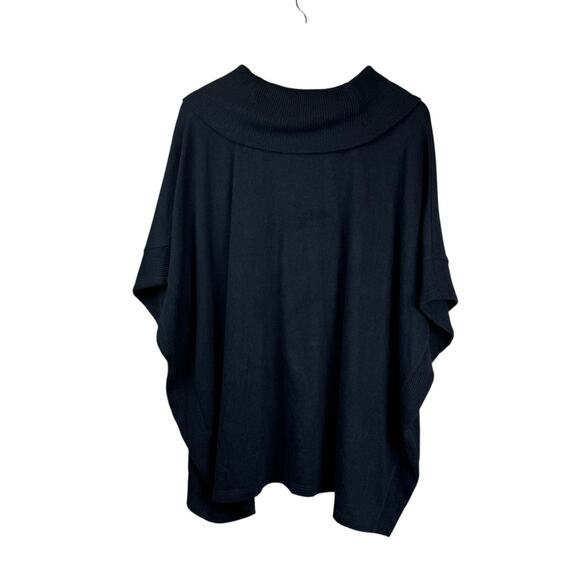 Banana Republic M/L Black Soft Knit Cowl Neck Oversized Relaxed Poncho Sweater - Picture 7 of 9